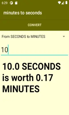 Minutes to seconds converter android App screenshot 1